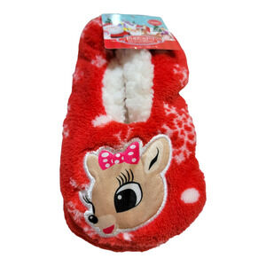 NEW Toddler Rudolph Red-Nosed Reindeer Slippers with Grip Base (Size Small)